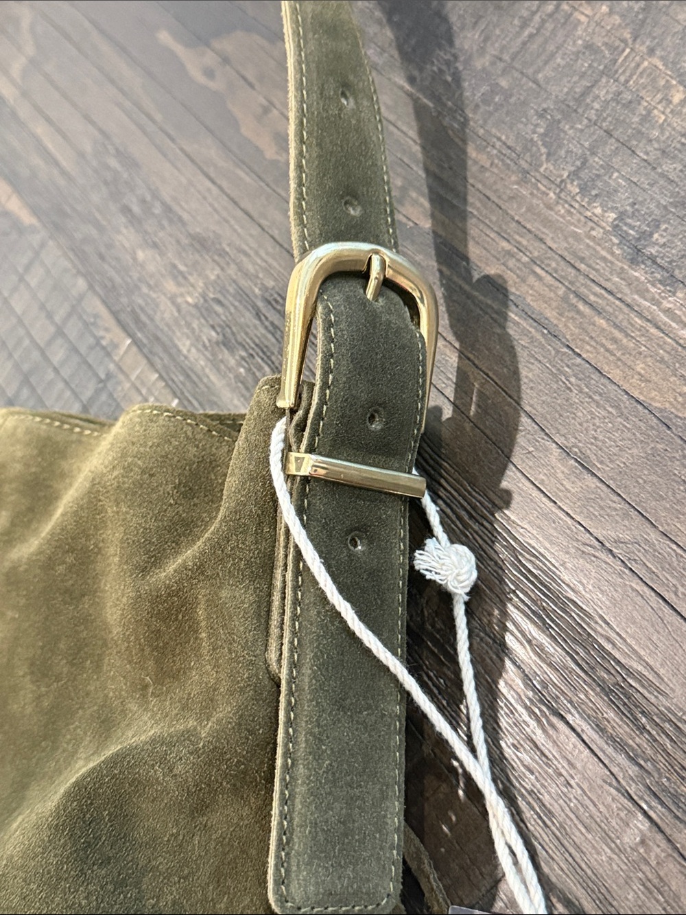 Haute Hippie Suede Fringe Olive Green Bucket Shoulder Bag Purse NWT - Picture 12 of 16